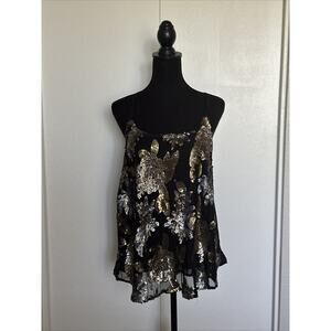 NWOT BB Dakota Black Sequin Blouse Top Size Medium Beautiful